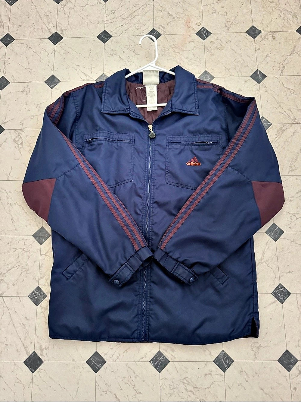 Vintage 90s Adidas navy blue nylon zip up jacket